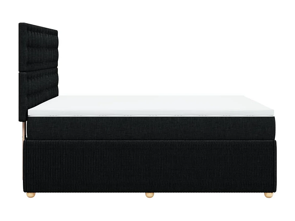 Cama box spring con colchón tela negro 140x190 cm