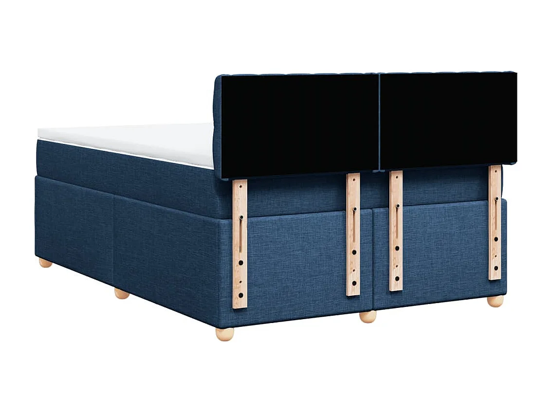 Cama box spring con colchón tela azul 140x190 cm