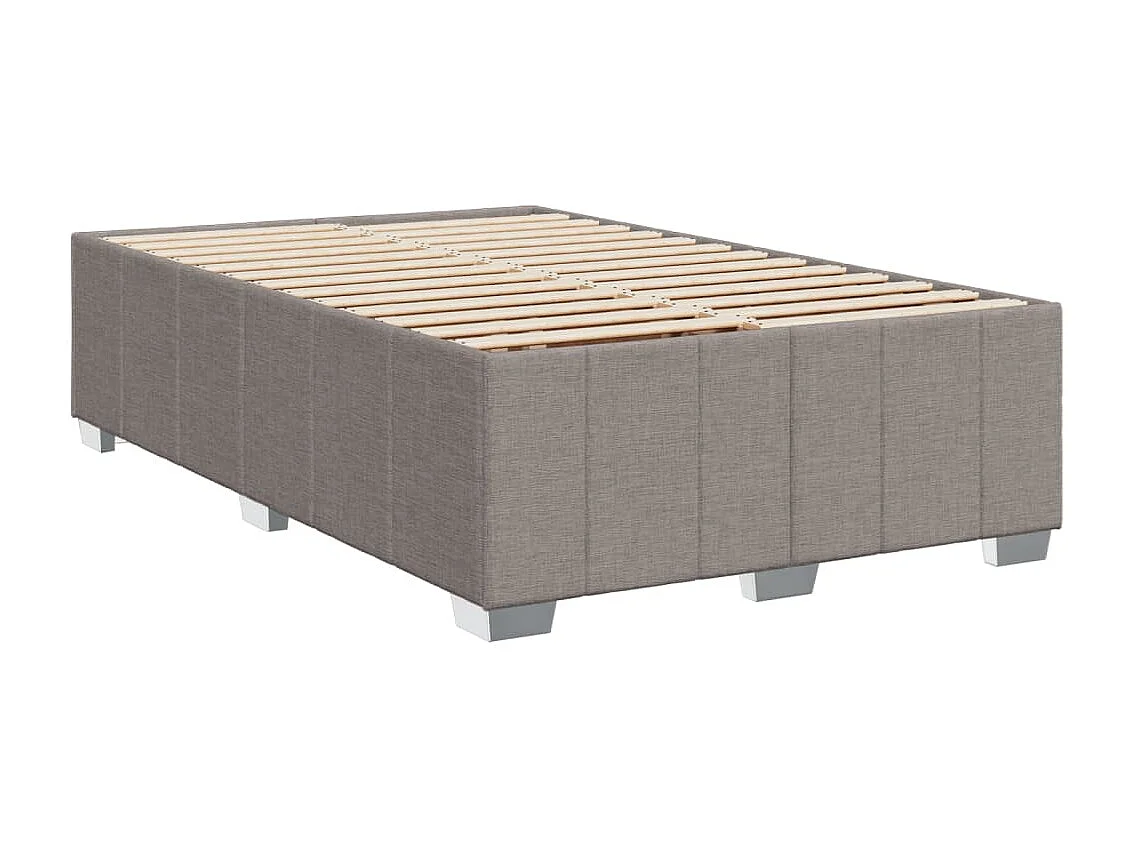Cama box spring con colchón tela gris taupe 120x200 cm