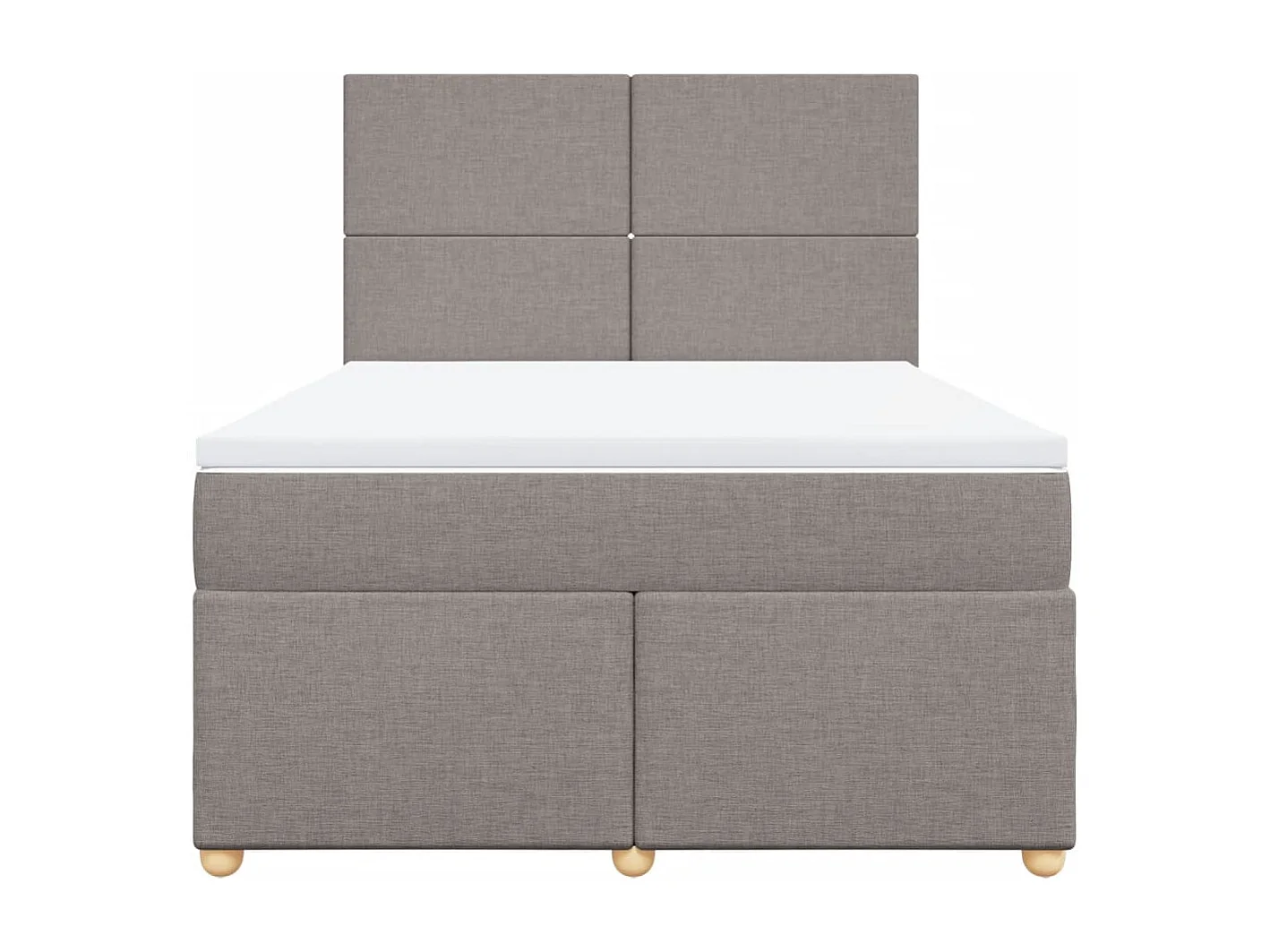 Cama box spring con colchón tela gris taupe 140x200 cm