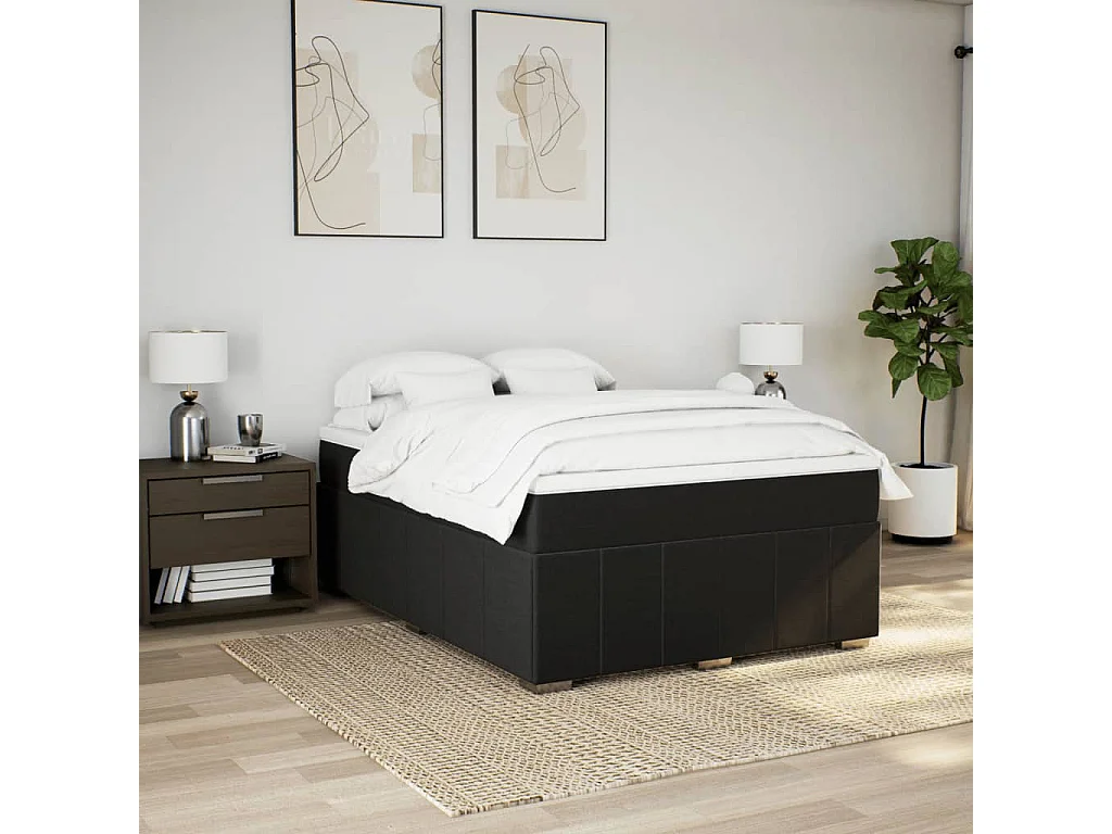 Boxspring met matras stof zwart 160x200 cm