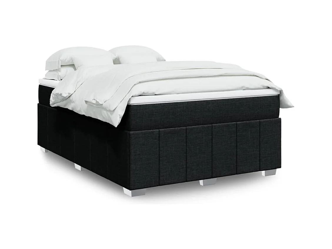 Sommier à lattes de lit avec matelas Noir 160x200 cm Tissu