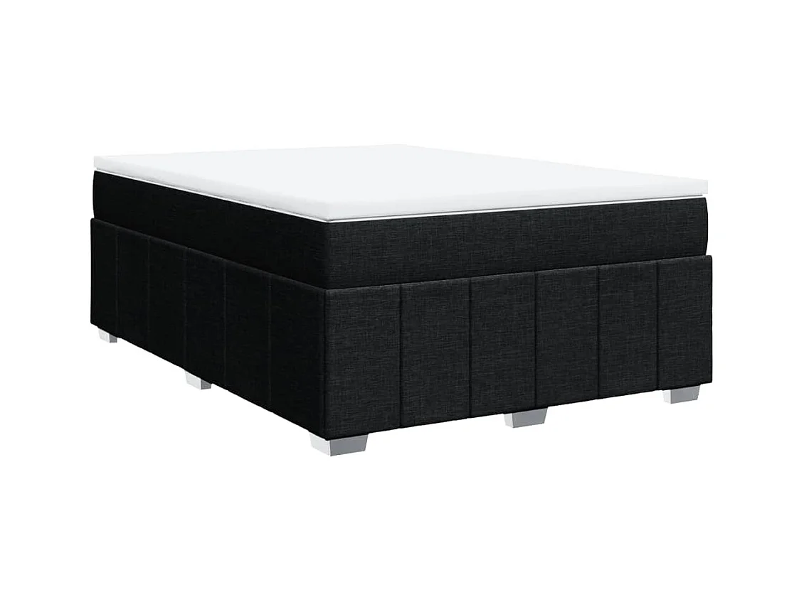Sommier à lattes de lit avec matelas Noir 160x200 cm Tissu