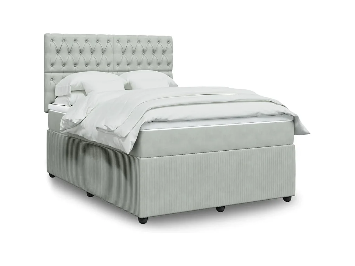 Sommier à lattes de lit et matelas Gris clair 140x200cm Velours