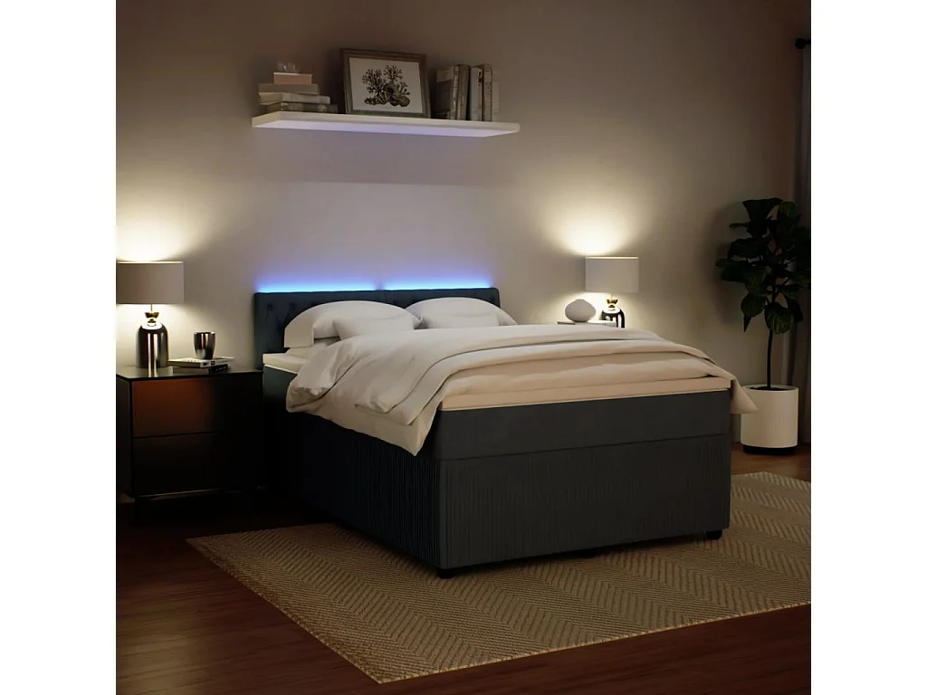 Boxspring met matras fluweel donkergrijs 140x190 cm