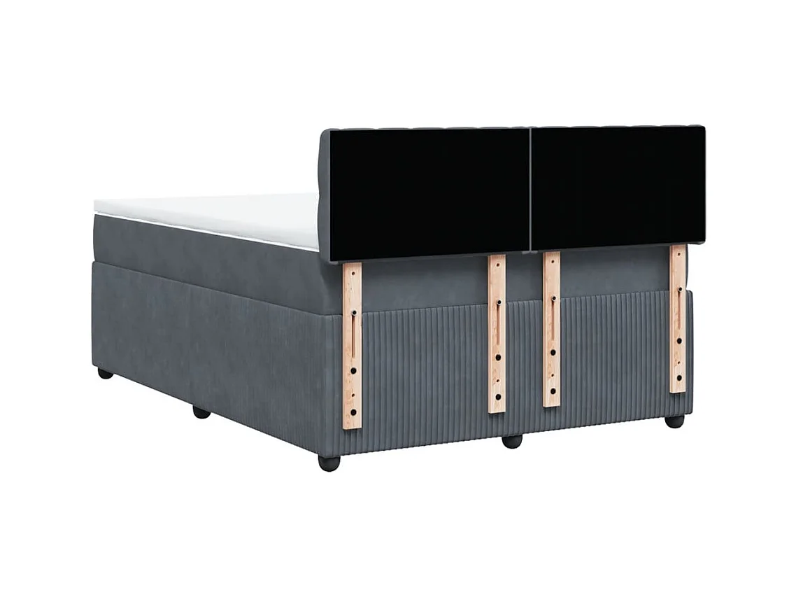 Cama com molas/colchão 140x190 cm veludo cinzento-escuro