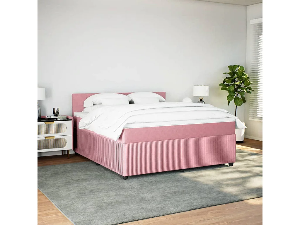 Cama com molas/colchão 180x200 cm veludo rosa