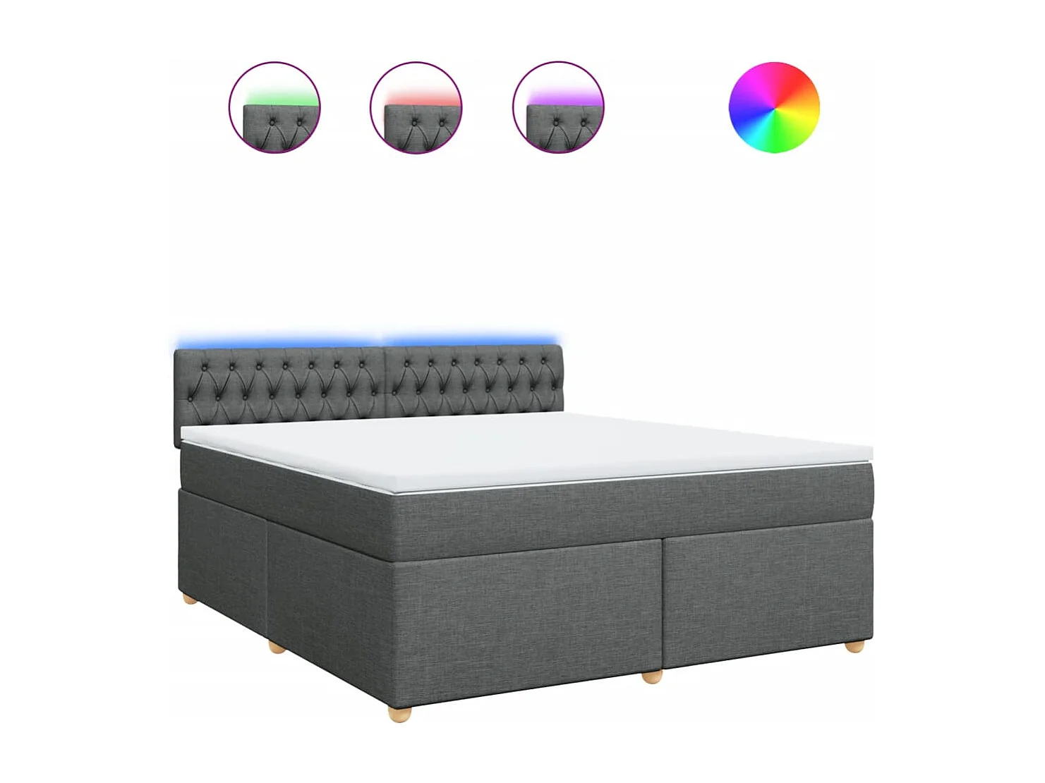 Cama box spring con colchón tela gris oscuro 180x200 cm