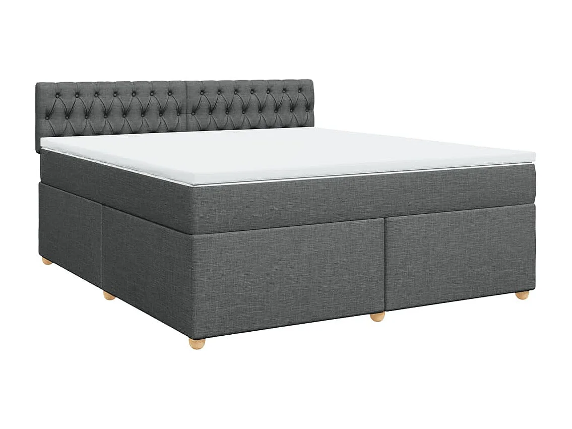 Cama box spring con colchón tela gris oscuro 180x200 cm