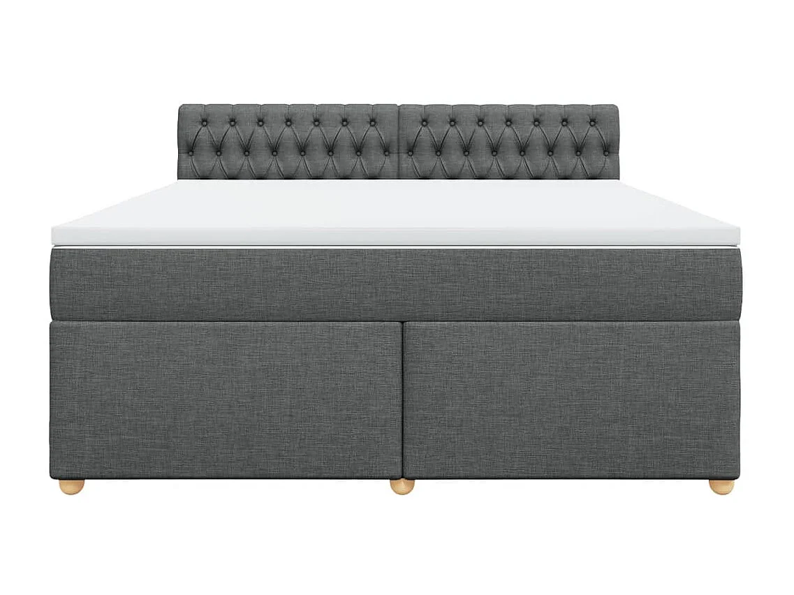 Cama box spring con colchón tela gris oscuro 180x200 cm