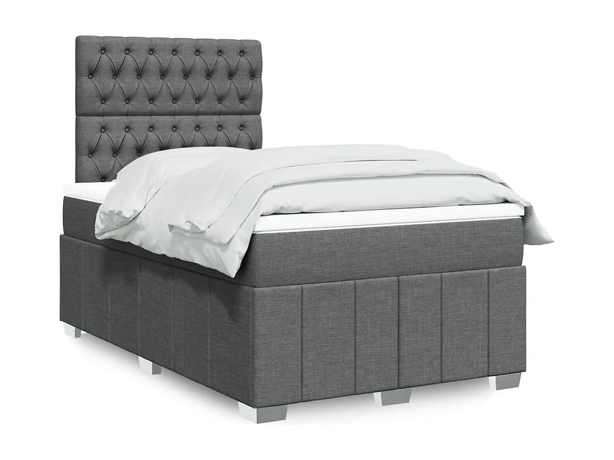 Sommier à lattes de lit avec matelas Gris foncé 120x200cm Tissu