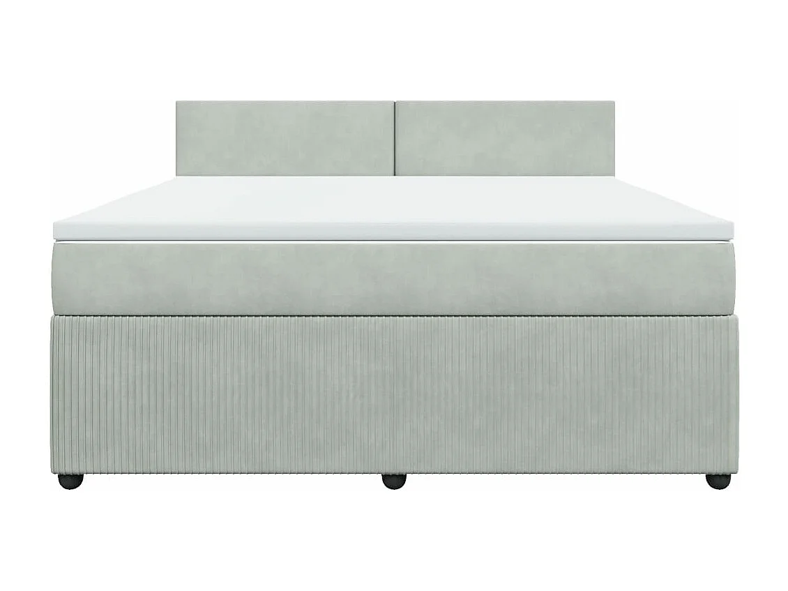 Cama box spring con colchón terciopelo gris claro 180x200 cm