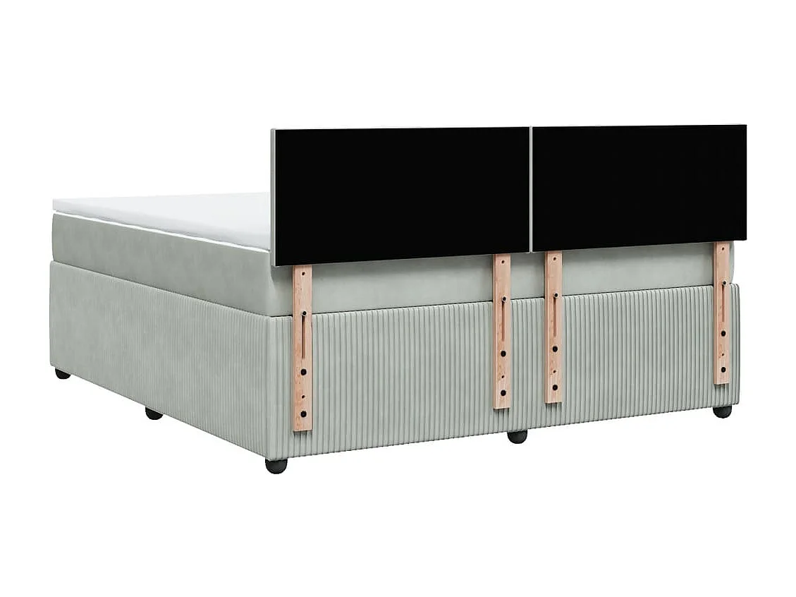 Cama box spring con colchón terciopelo gris claro 180x200 cm