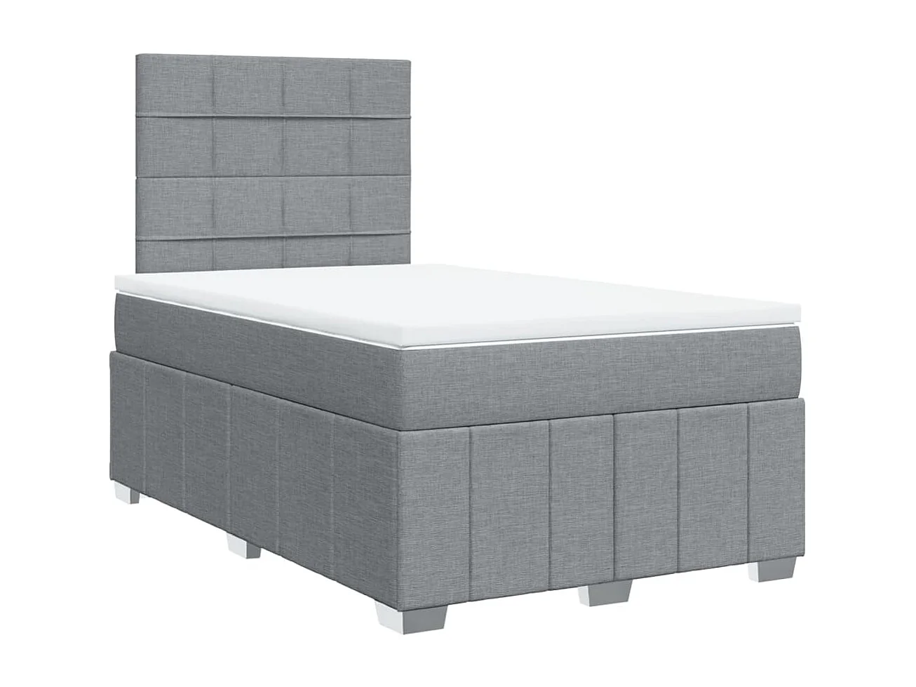 Cama boxspring com colchão 120x190 cm tecido cinzento-claro