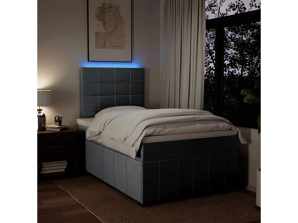 Cama boxspring com colchão 120x190 cm tecido cinzento-claro