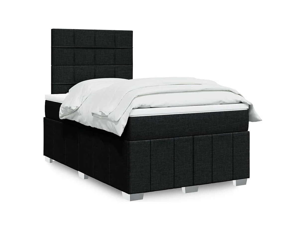 Cama box spring con colchón tela negro 120x200 cm