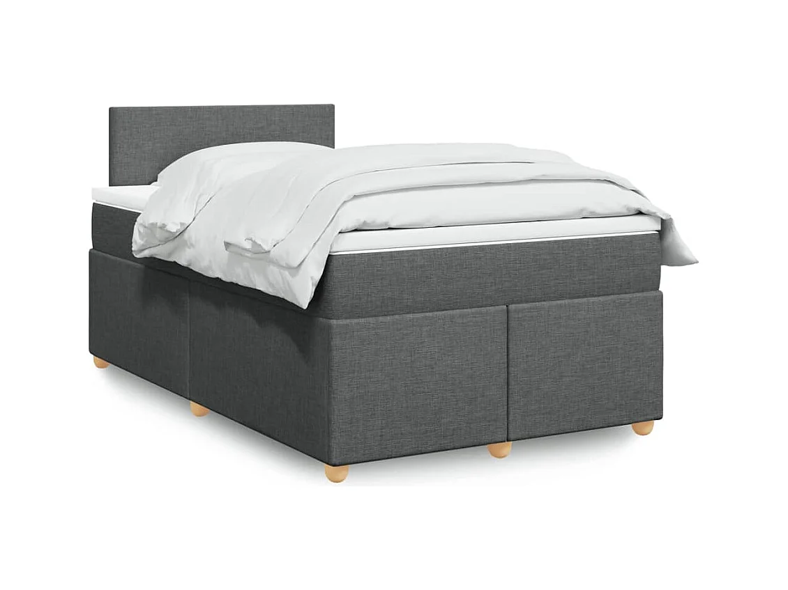Cama box spring con colchón tela gris oscuro 120x200 cm