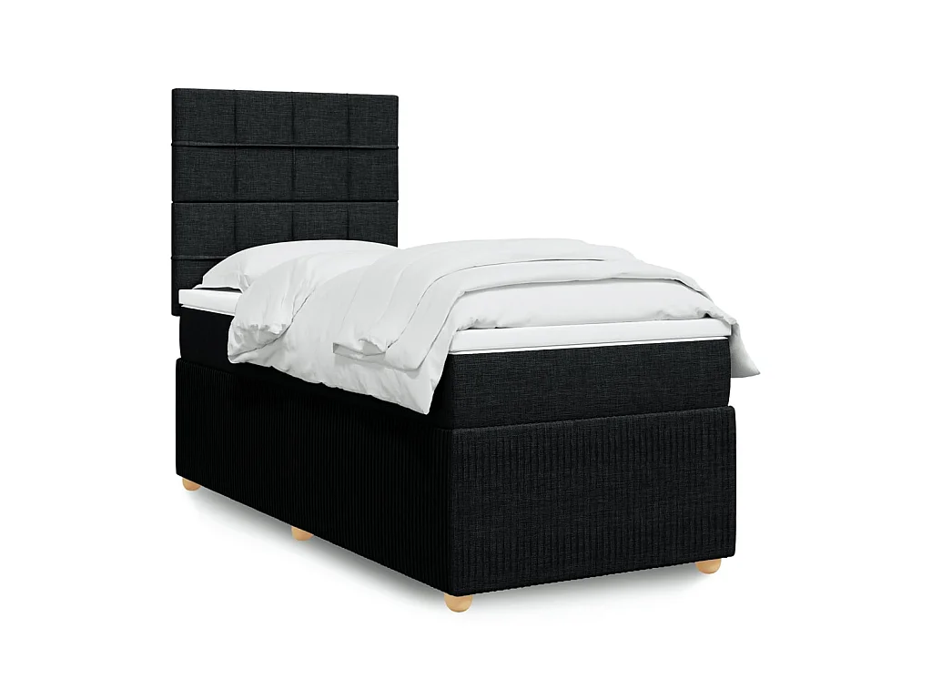 Sommier à lattes de lit avec matelas Noir 90x200 cm Tissu