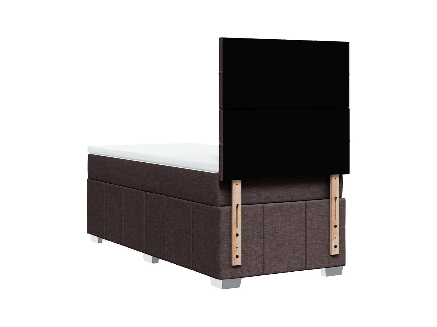 Cama box spring con colchón tela marrón oscuro 100x200 cm