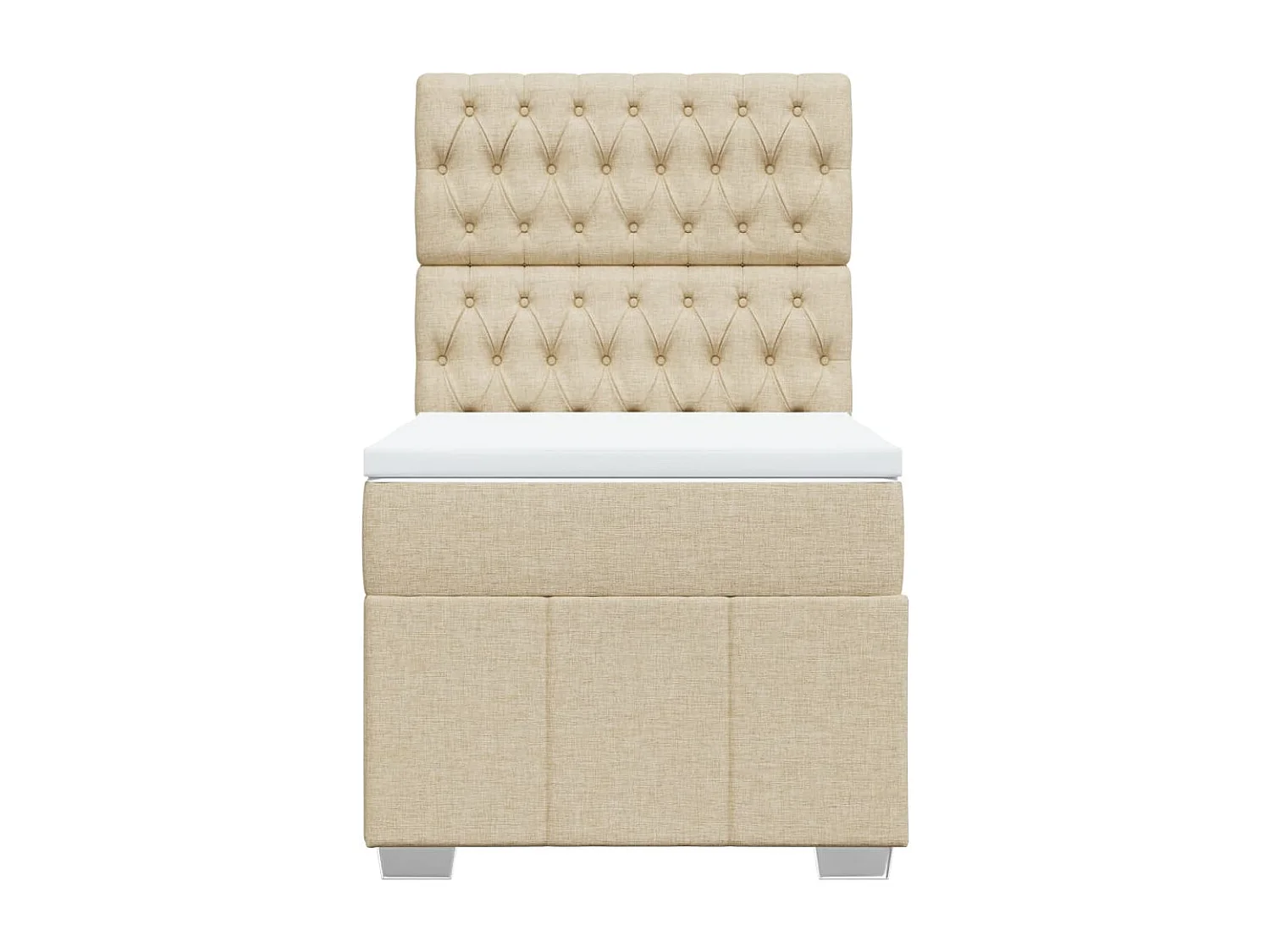 Cama box spring con colchón tela color crema 90x200 cm