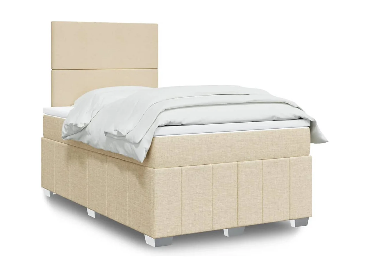 Sommier à lattes de lit avec matelas Crème 120x200 cm Tissu