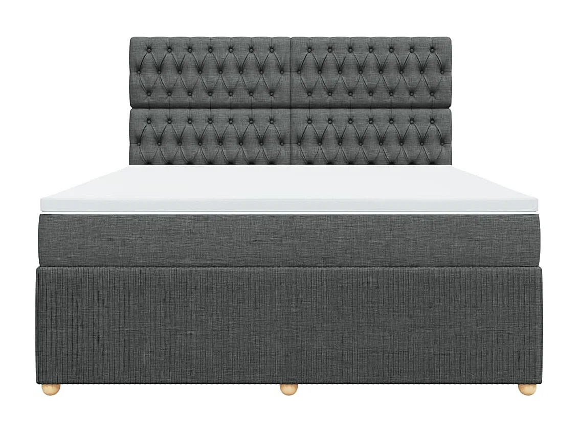 Cama box spring con colchón tela gris oscuro 180x200 cm