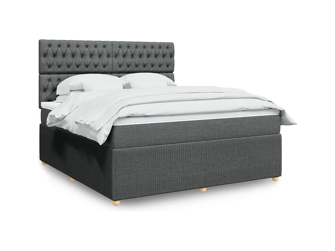 Sommier à lattes de lit avec matelas Gris foncé 180x200cm Tissu