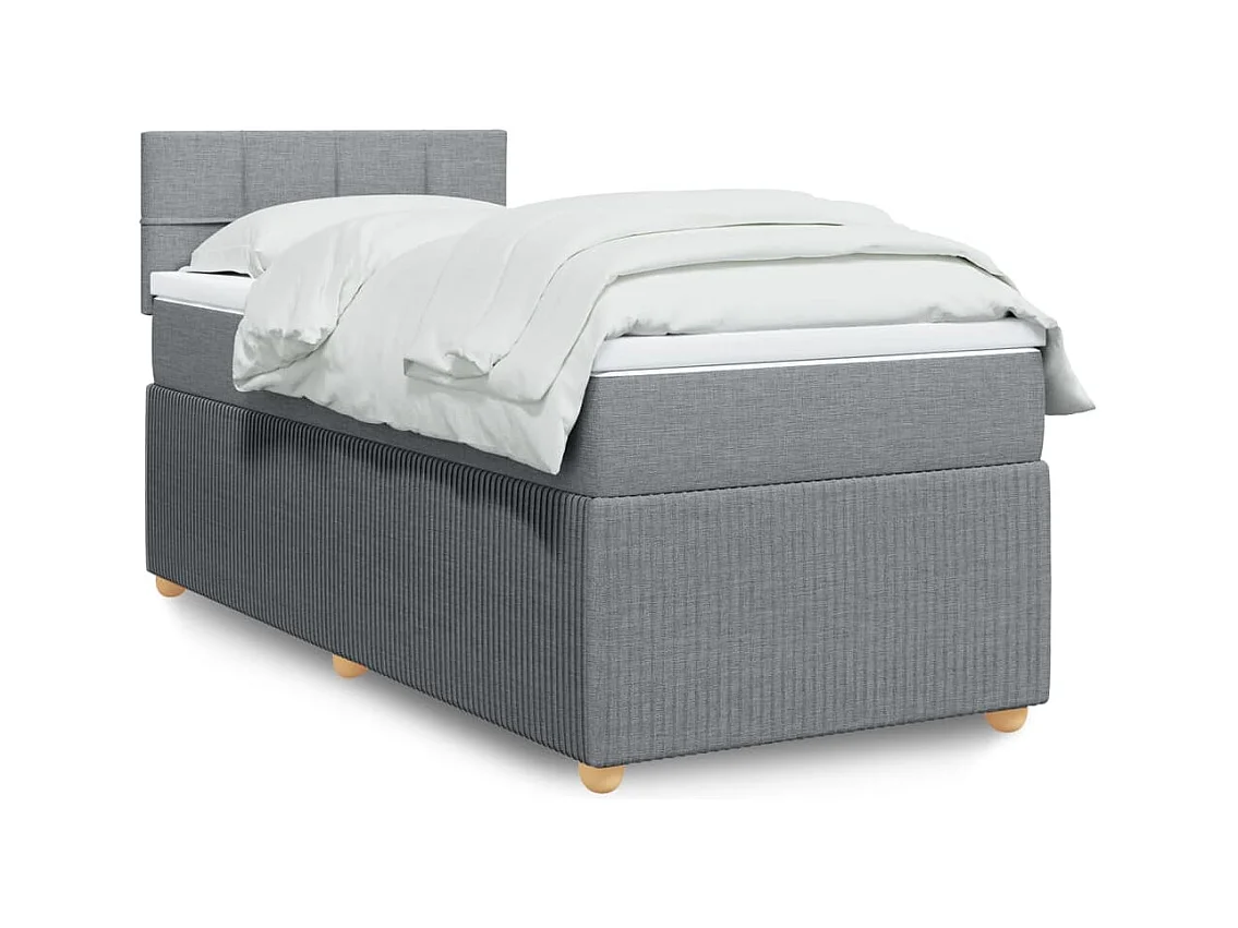 Sommier à lattes de lit et matelas Gris clair 90x190 cm Tissu