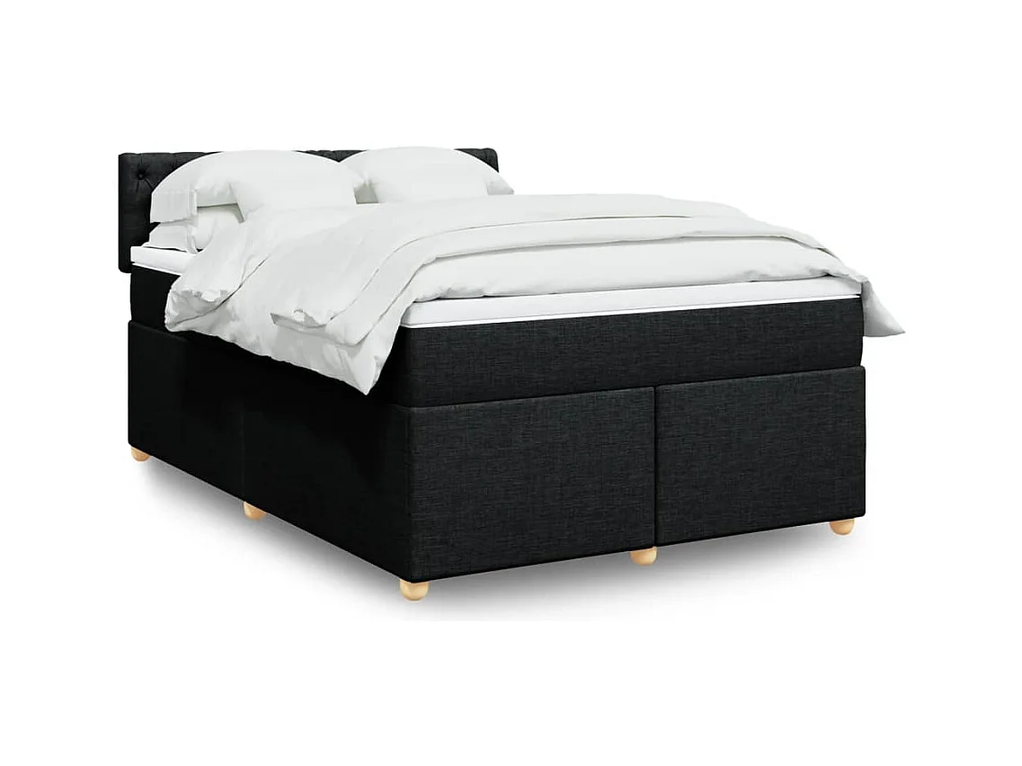 Sommier à lattes de lit avec matelas Noir 160x200 cm Tissu