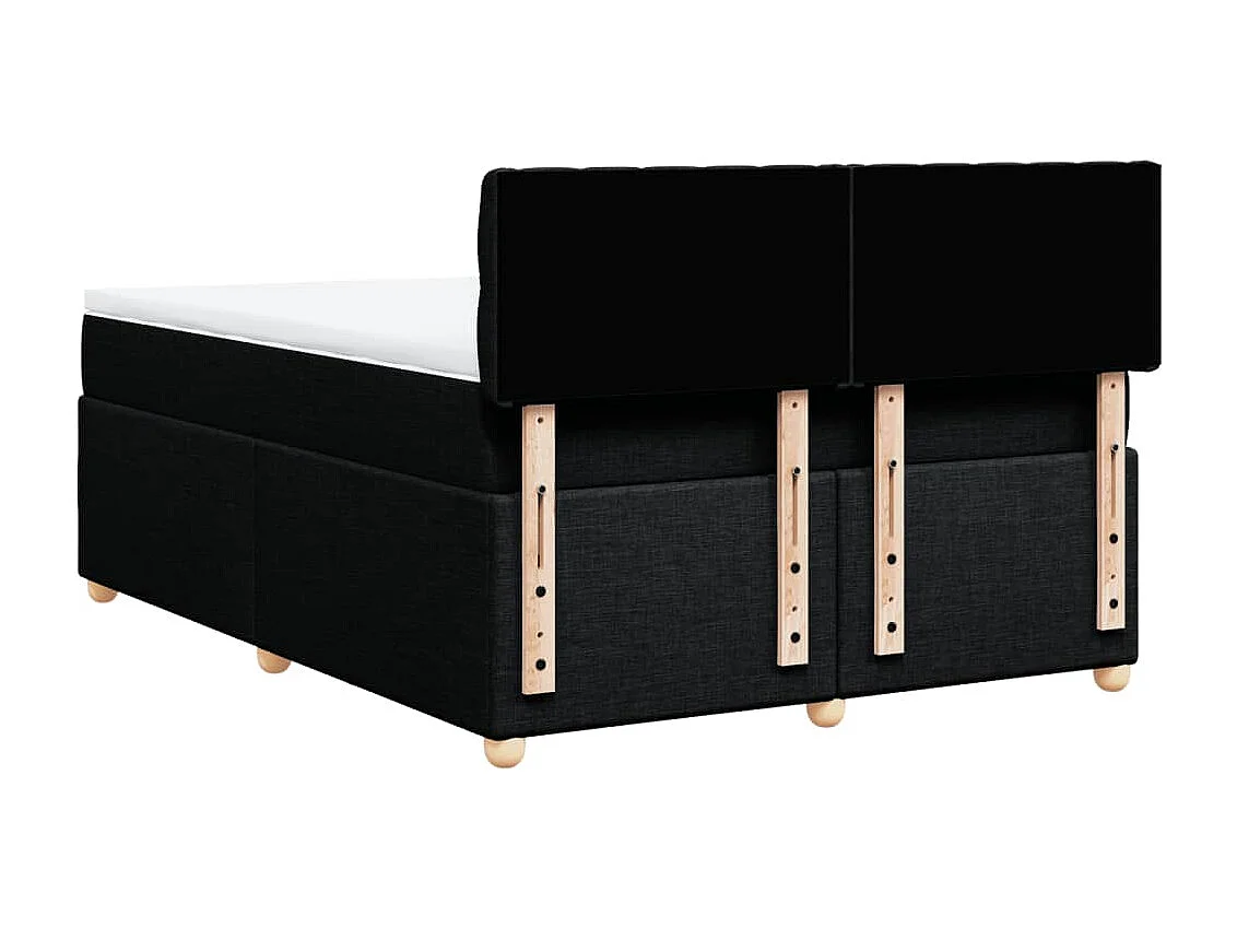 Sommier à lattes de lit avec matelas Noir 160x200 cm Tissu