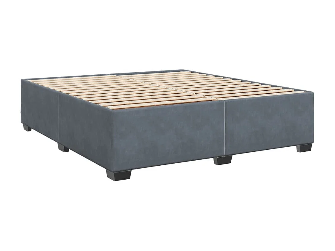 Cama box spring con colchón terciopelo gris oscuro 180x200 cm
