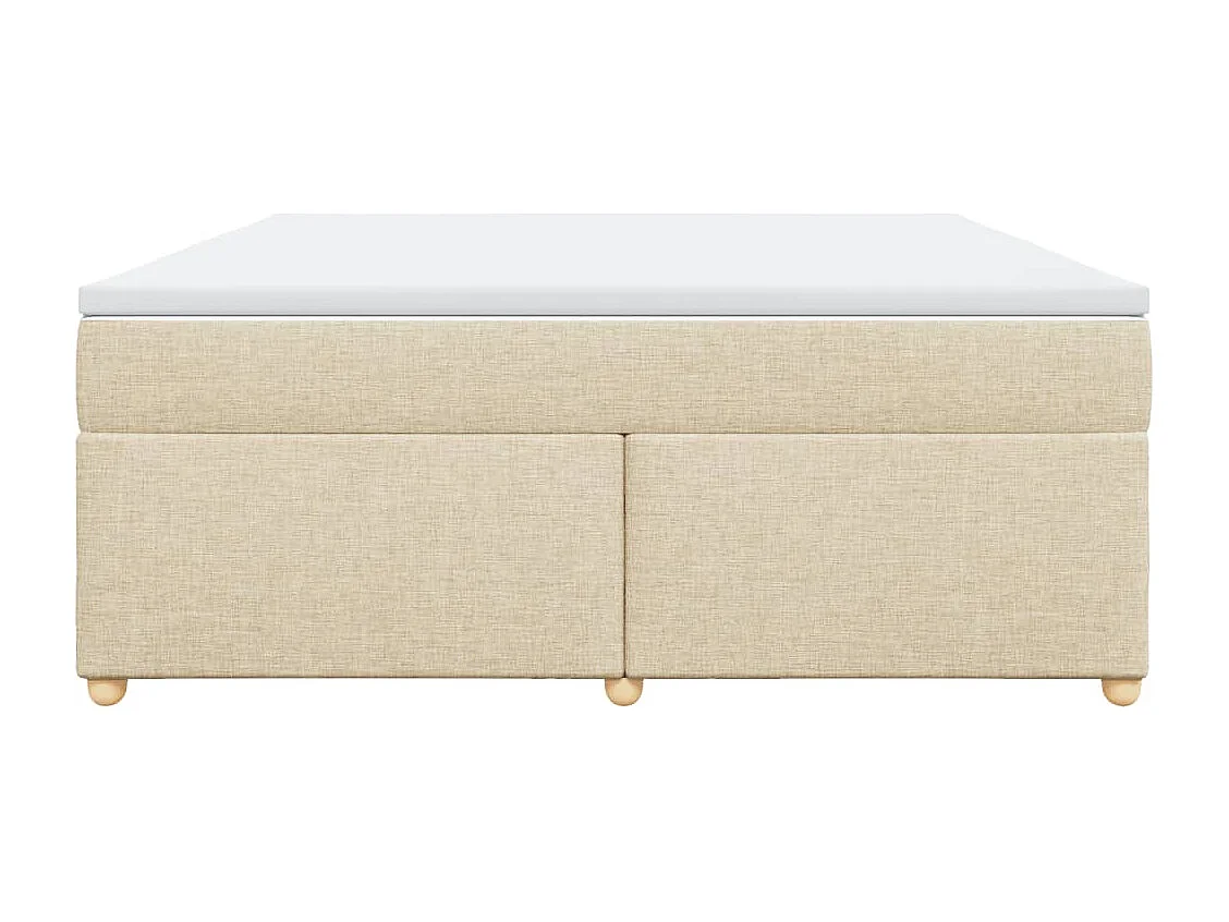 Cama box spring con colchón tela color crema 180x200 cm