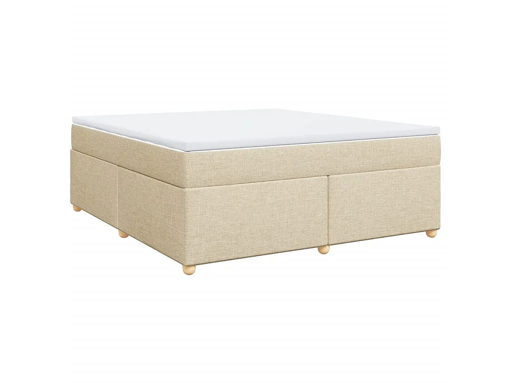 Cama box spring con colchón tela color crema 180x200 cm