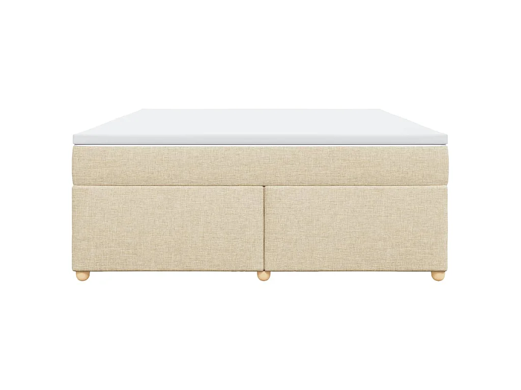 Cama box spring con colchón tela color crema 180x200 cm