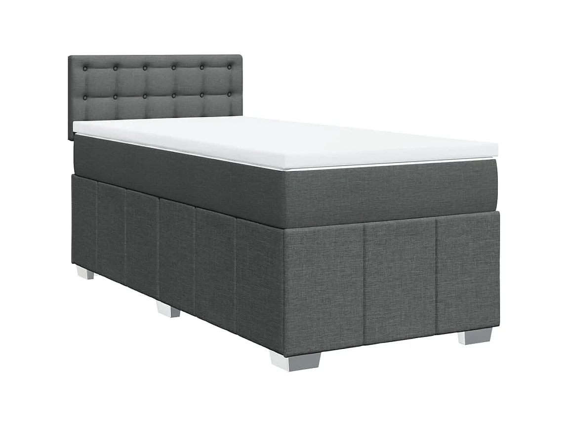 Cama com molas/colchão 90x200 cm tecido cinzento-escuro