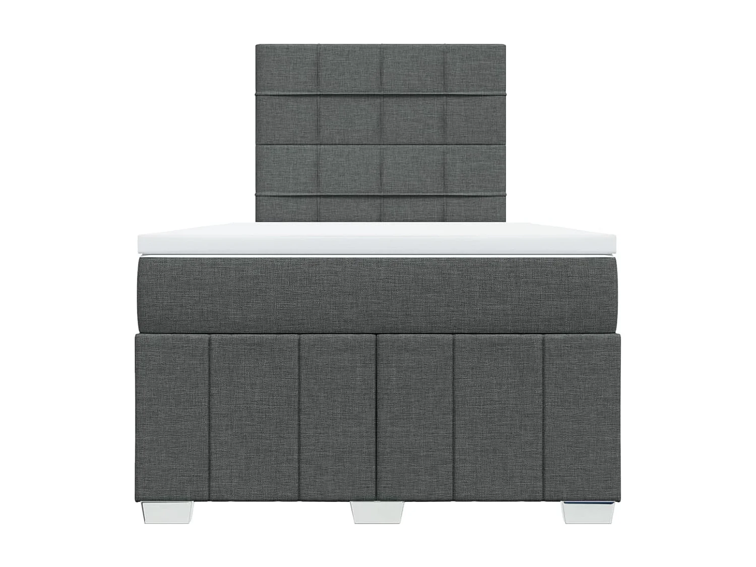 Cama box spring con colchón tela gris oscuro 120x190 cm
