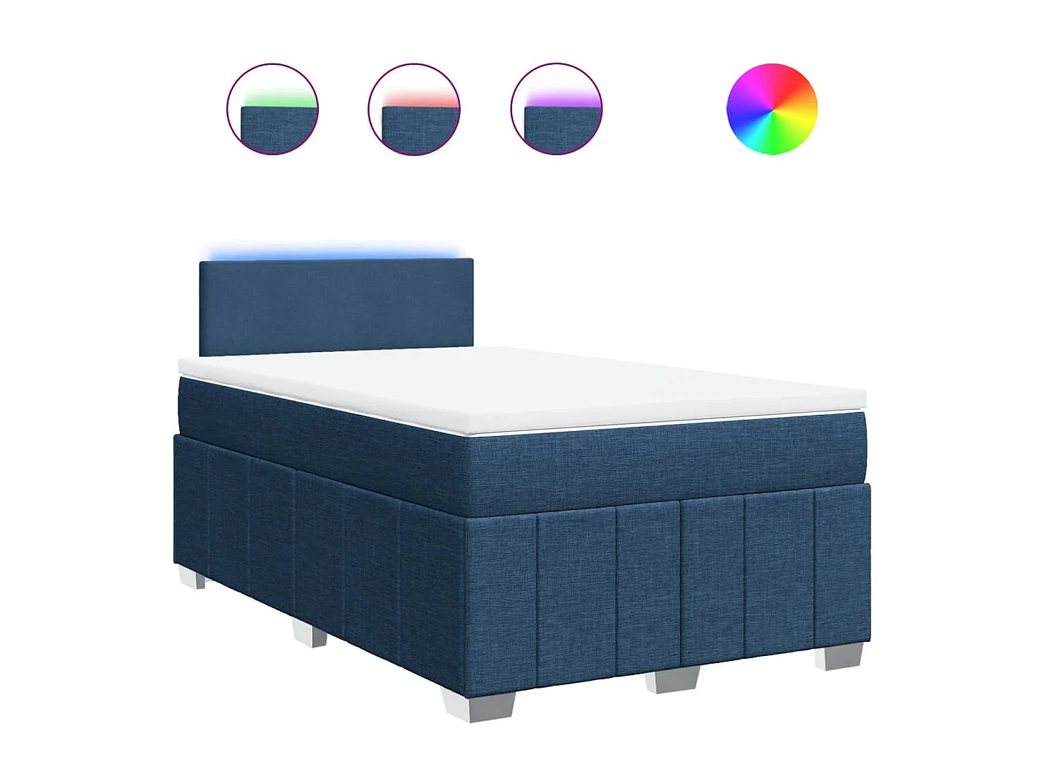 Cama boxspring com colchão 120x190 cm tecido azul