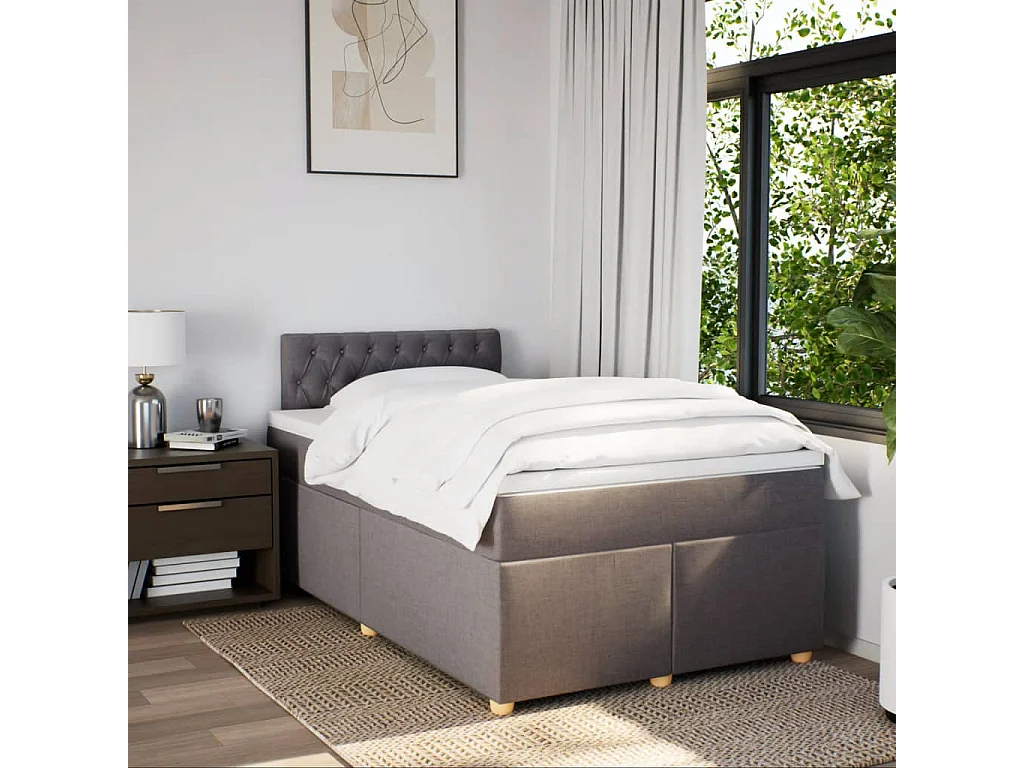 Sommier à lattes de lit avec matelas taupe 120x190 cm tissu
