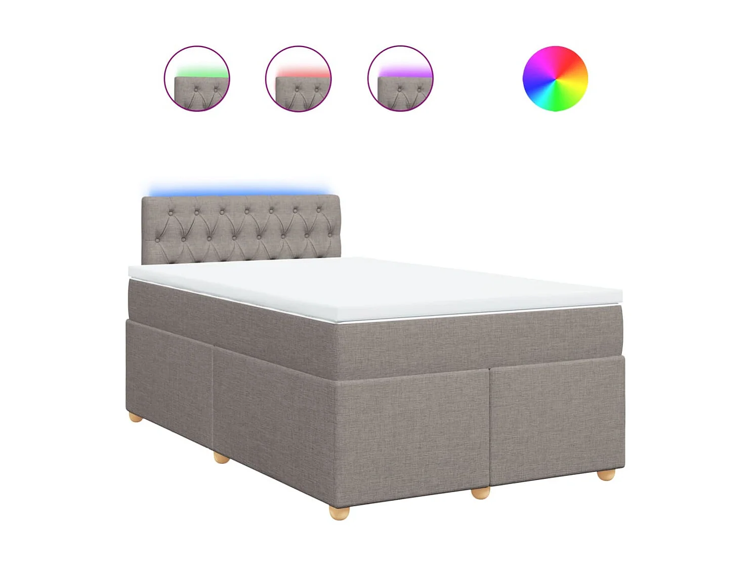 Cama boxspring c/ colchão 120x190cm tecido castanho-acinzentado