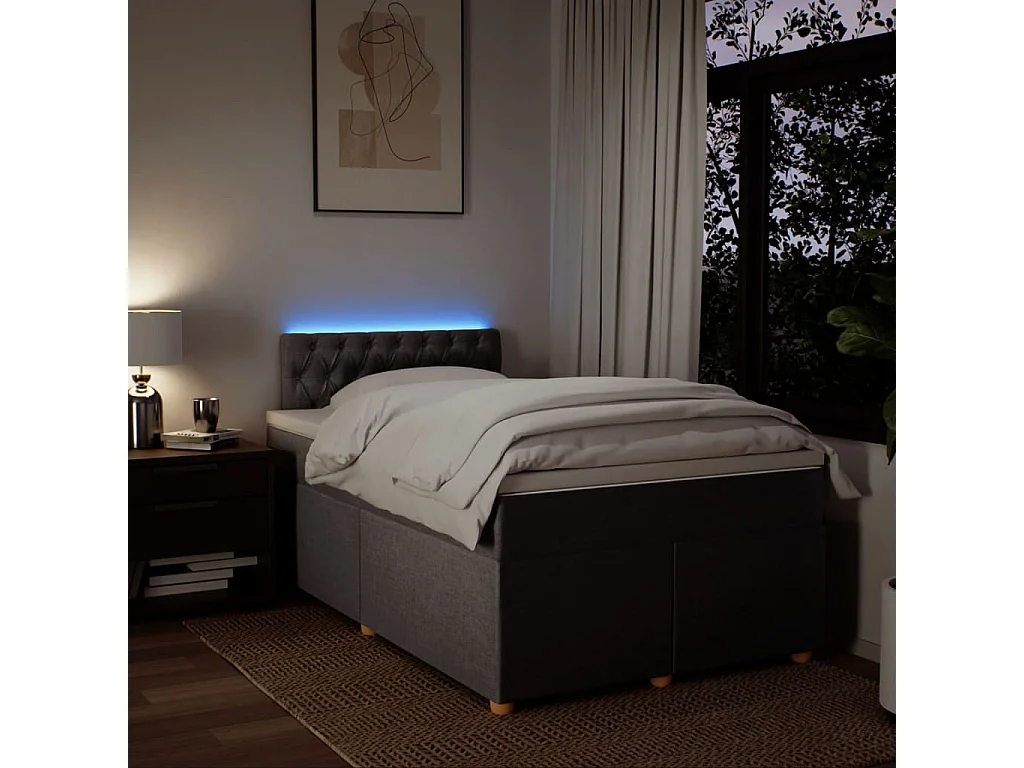 Cama boxspring c/ colchão 120x190cm tecido castanho-acinzentado