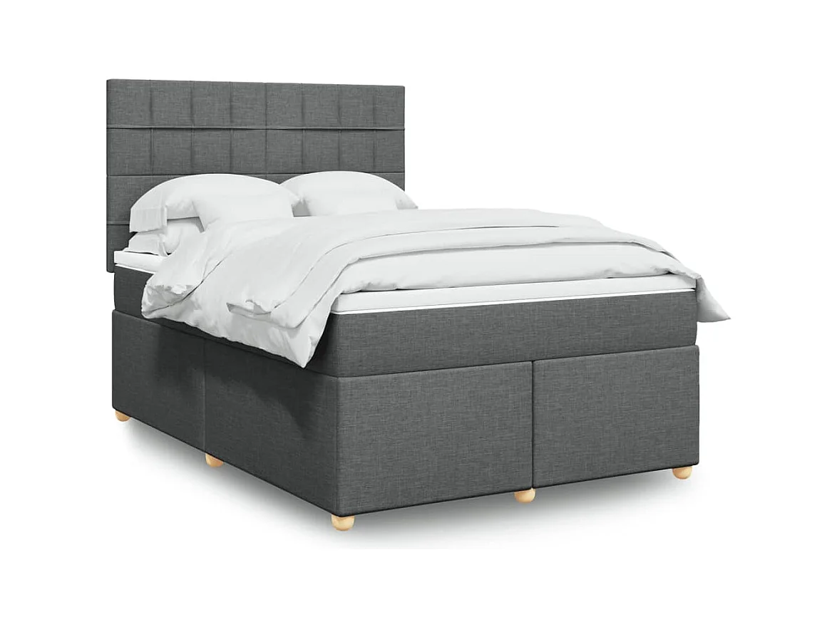 Sommier à lattes de lit avec matelas Gris foncé 160x200cm Tissu
