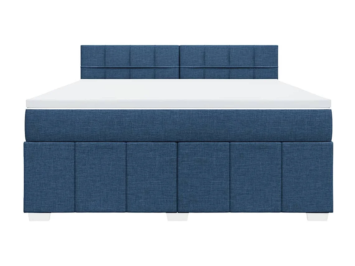 Cama box spring con colchón tela azul 180x200 cm