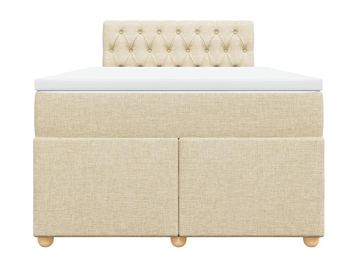 Sommier à lattes de lit avec matelas Crème 120x200 cm Tissu