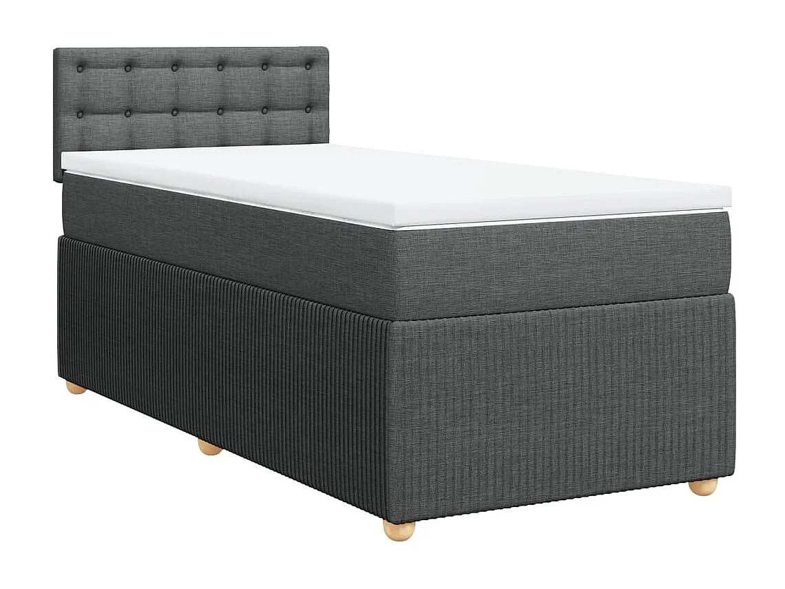 Sommier à lattes de lit avec matelas Gris foncé 90x200 cm Tissu
