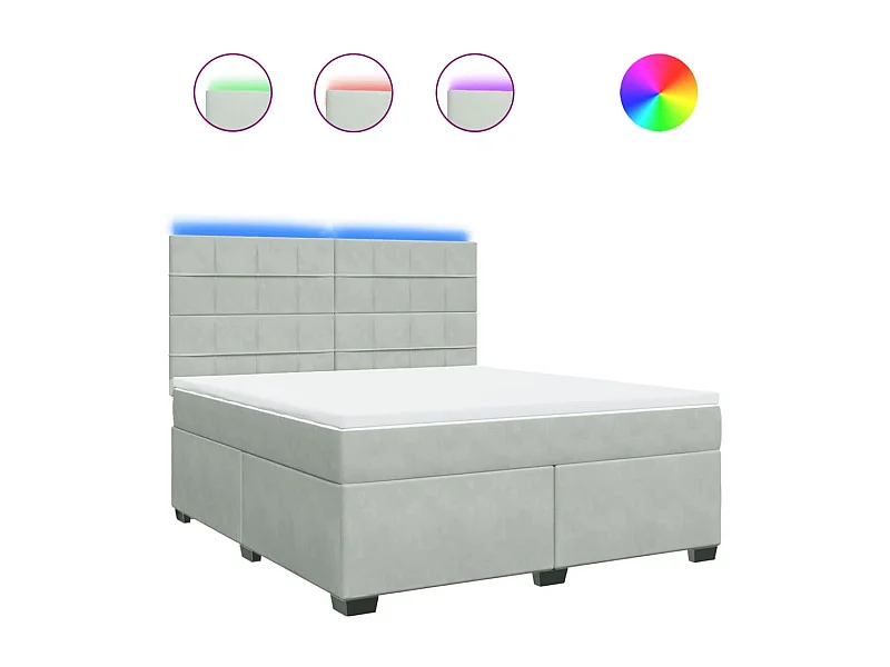 Sommier à lattes de lit et matelas Gris clair 180x200cm Velours