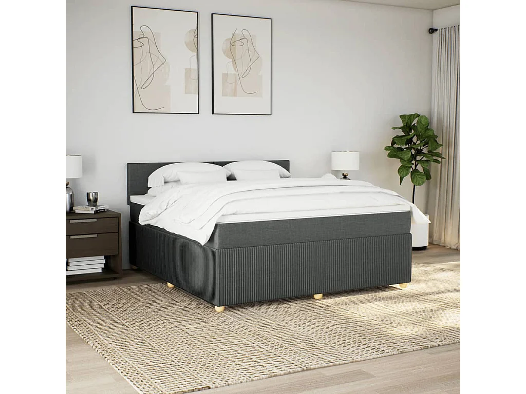 Cama com molas/colchão 180x200 cm tecido cinzento-escuro
