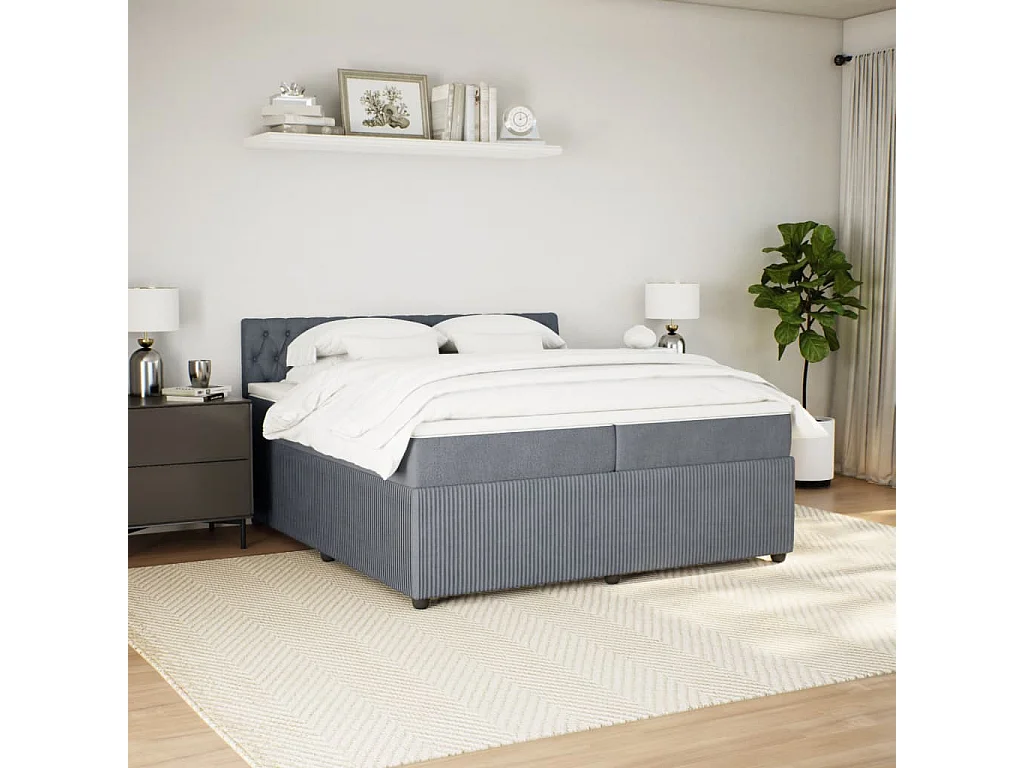 Sommier à lattes de lit et matelas Gris foncé 200x200cm Velours