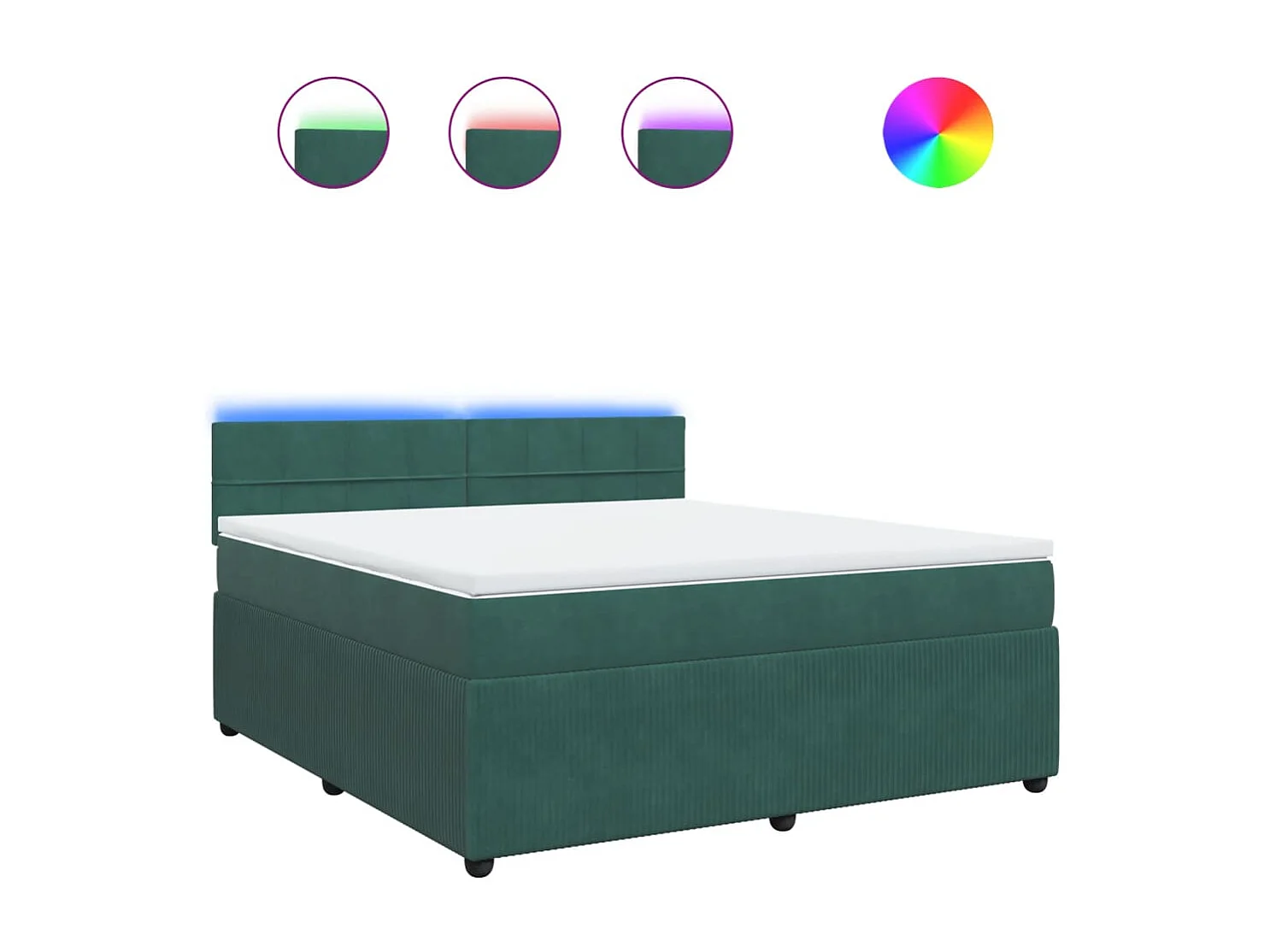 Sommier à lattes de lit et matelas Vert foncé 180x200cm Velours