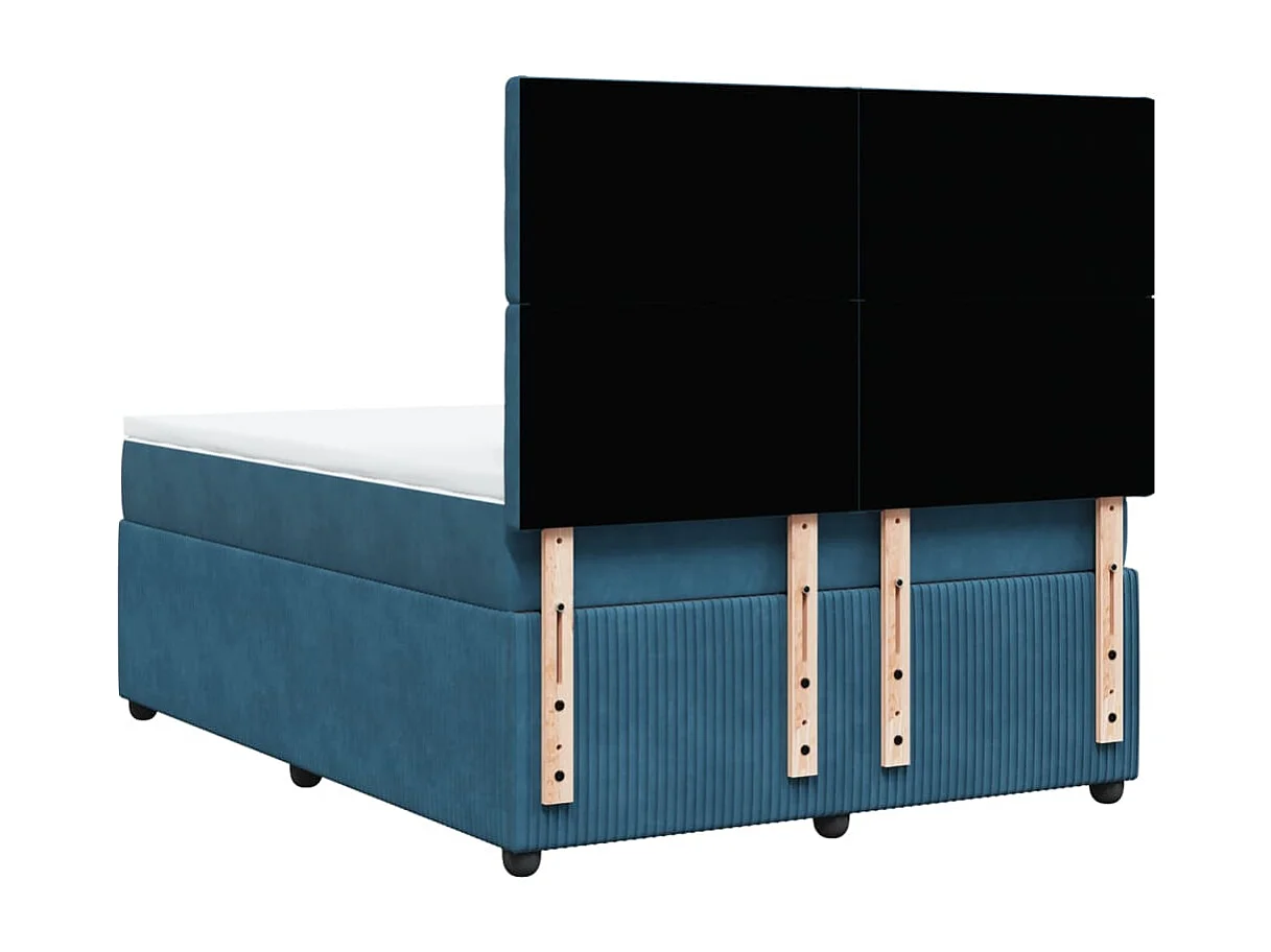 Cama boxspring com colchão 140x190 cm veludo azul