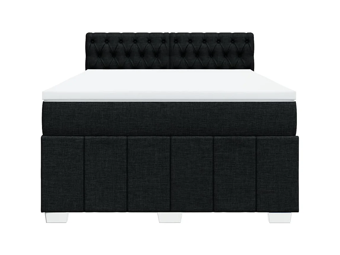 Sommier à lattes de lit avec matelas Noir 160x200 cm Tissu